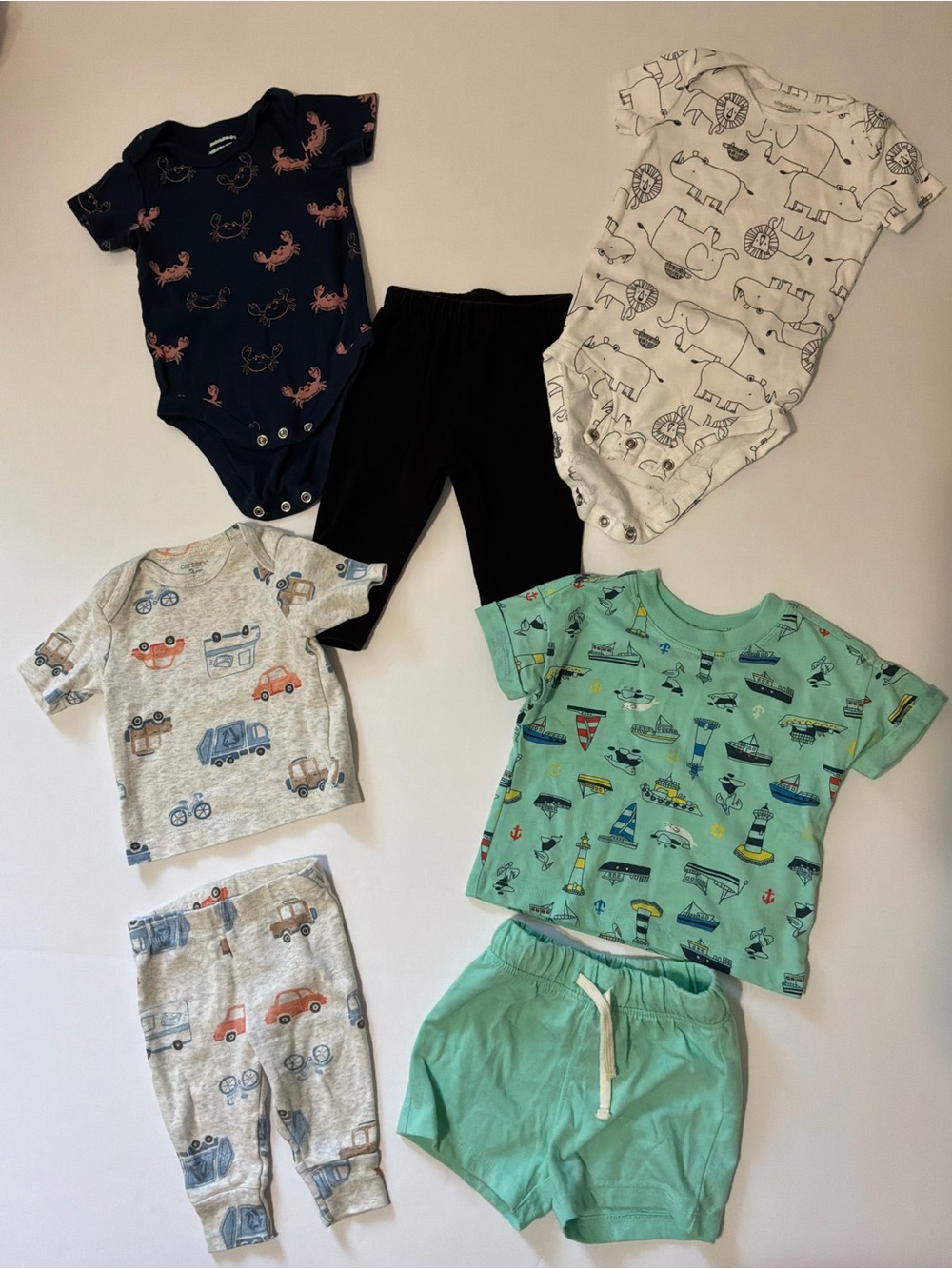 26 Piece Mixed Brand Summer Baby Boy Clothing Bundle Lot 3 mo & 3-6 month - Picture 3 of 5